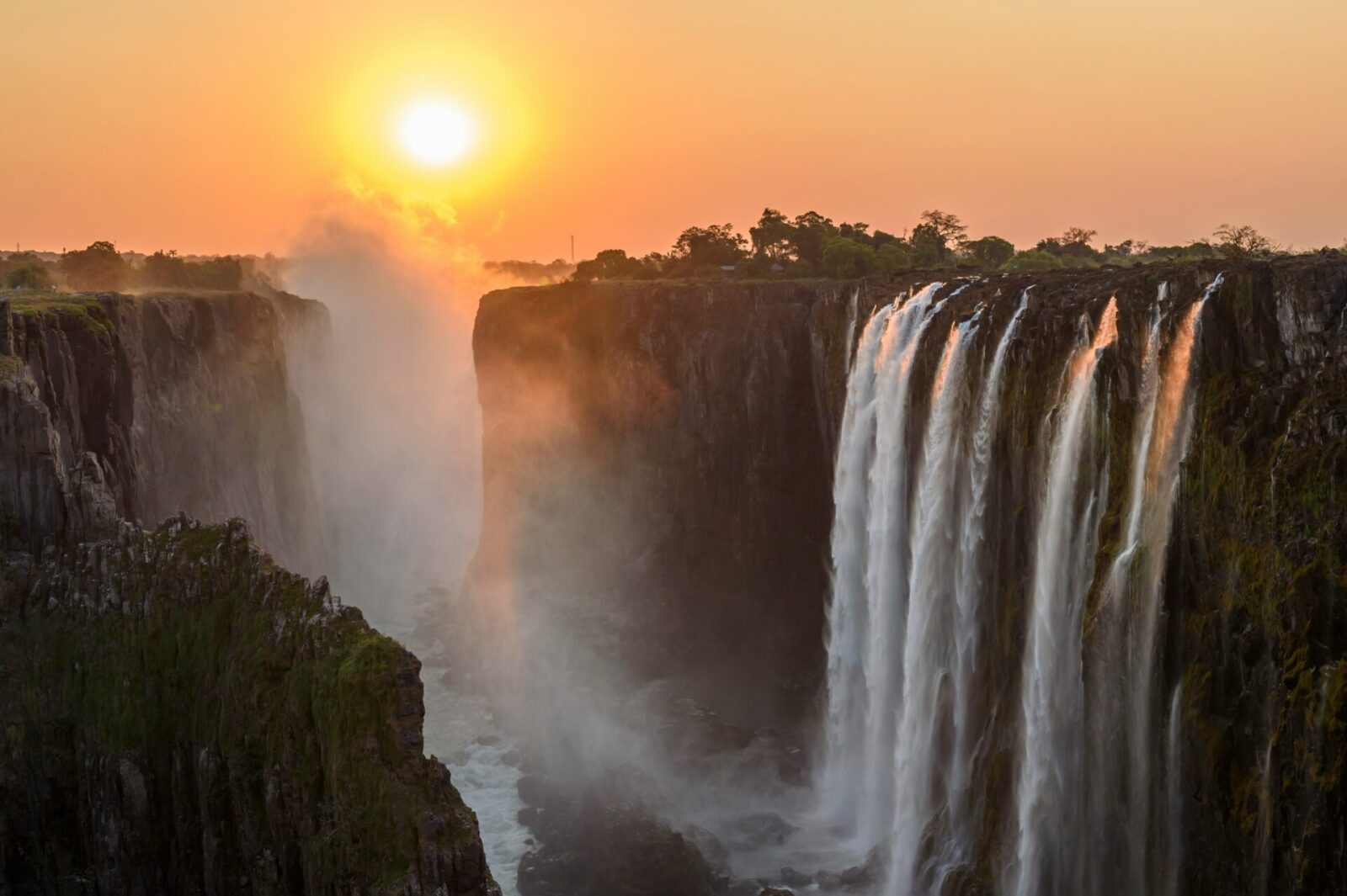 Sunset view of Victoria Falls, Zimbabwe
